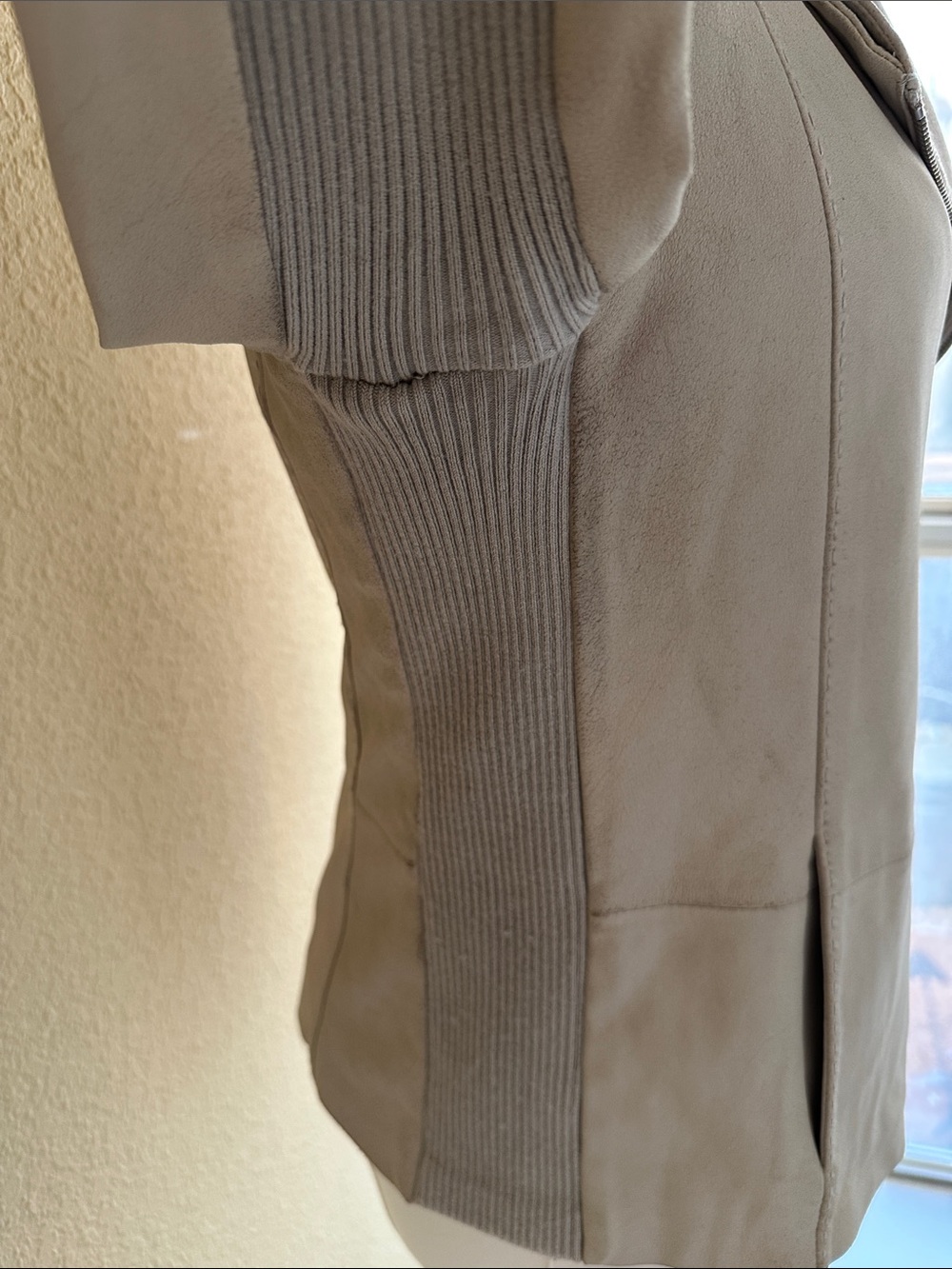 Vince Beige Asymmetrical Multiway Zip Leather Jacket - Picture 10 of 16